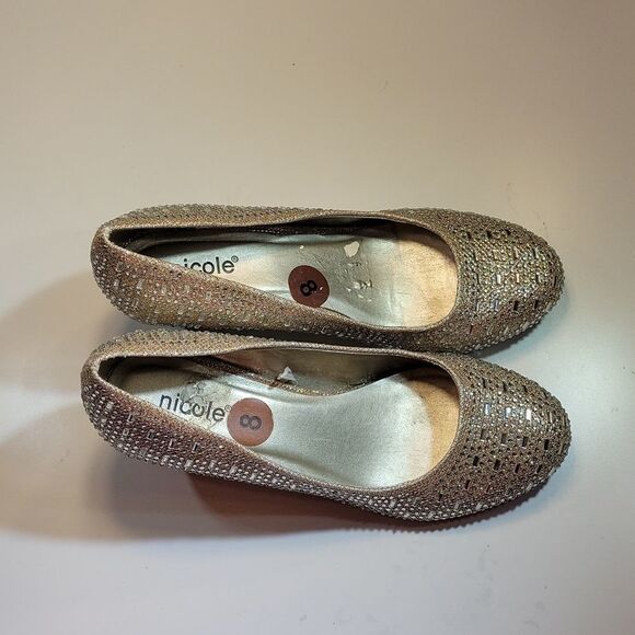NICOLE ROUND TOE GOLD &SILVER WEDGE SHOES - Picture 6 of 16